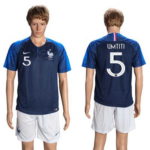 France #5 Umtiti Home Soccer Country Jersey