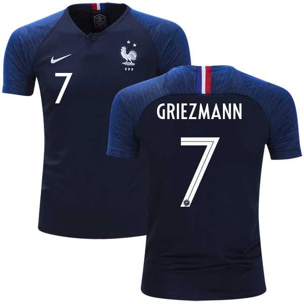 France #7 Griezmann Home Kid Soccer Country Jersey