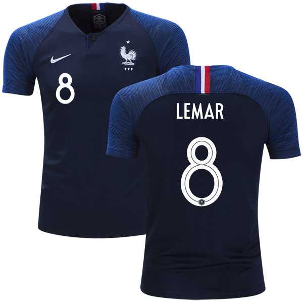 France #8 Lemar Home Kid Soccer Country Jersey
