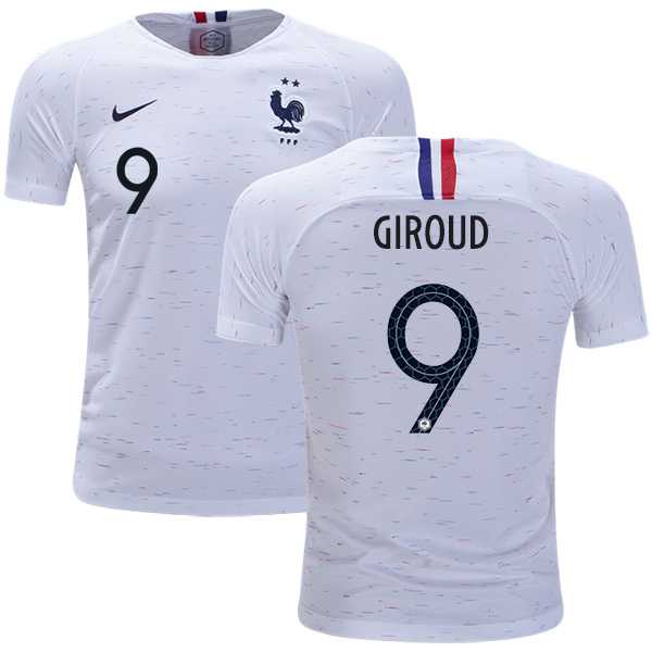 France #9 Giroud Away Kid Soccer Country Jersey