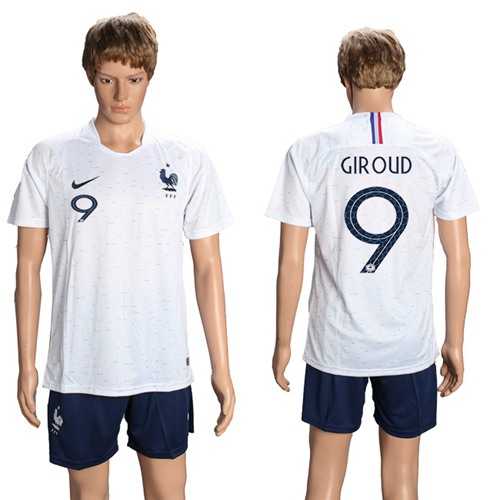 France #9 Giroud Away Soccer Country Jersey