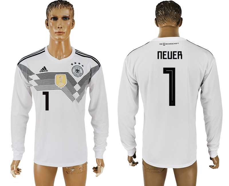 Germany #1 NEUER Home 2018 FIFA World Cup Long Sleeve Thailand Soccer Jersey