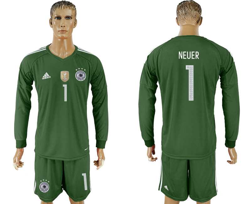 Germany #1 NEUER Military Green Goalkeepe 2018 FIFA World Cup Long Sleeve Soccer Jersey