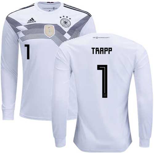 Germany #1 Trapp White Home Long Sleeves Soccer Country Jersey