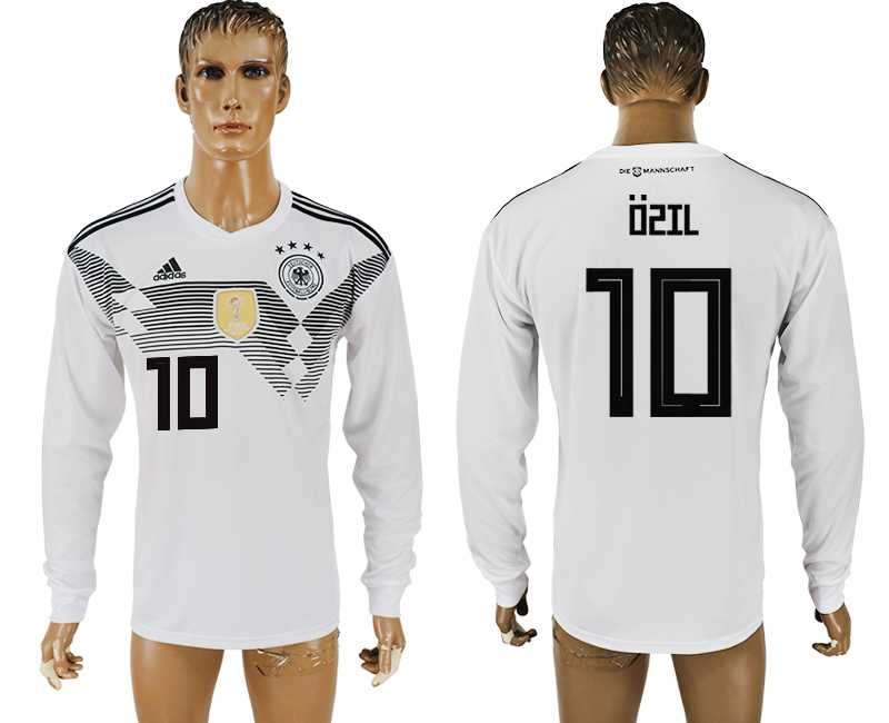 Germany #10 OZIL Home 2018 FIFA World Cup Long Sleeve Thailand Soccer Jersey