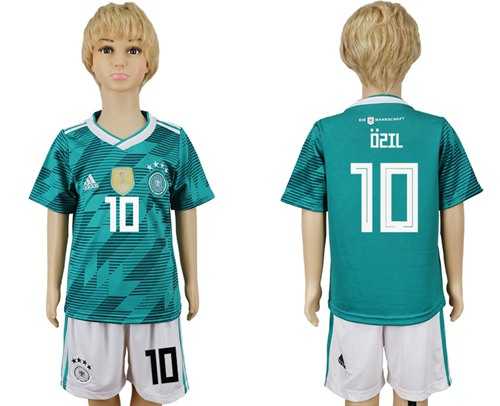 Germany #10 Ozil Away Kid Soccer Country Jersey