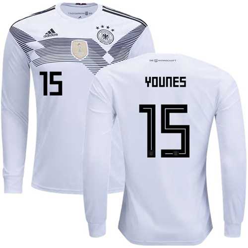 Germany #15 Younes White Home Long Sleeves Soccer Country Jersey