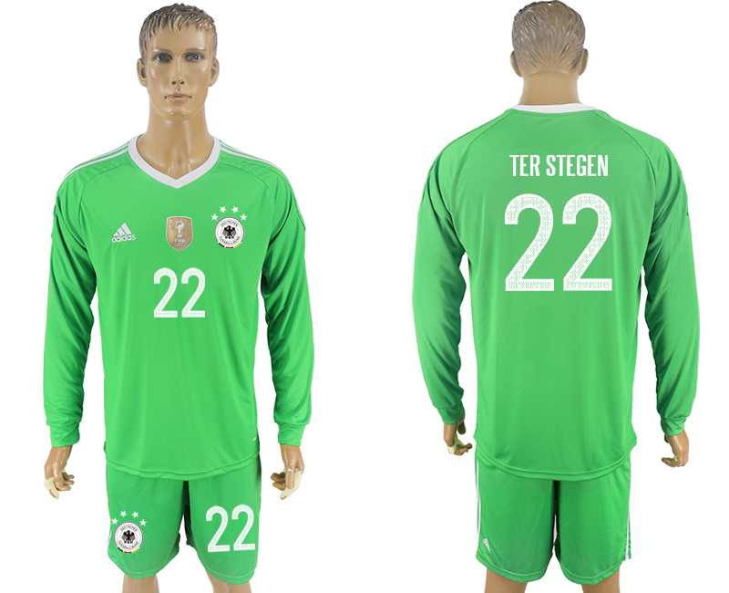 Germany #22 TER STEGEN Green Goalkeeper 2018 FIFA World Cup Long Sleeve Soccer Jersey