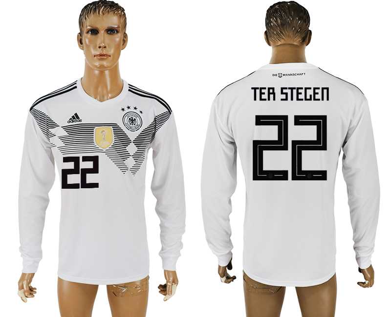 Germany #22 TER STEGEN Home 2018 FIFA World Cup Long Sleeve Thailand Soccer Jersey