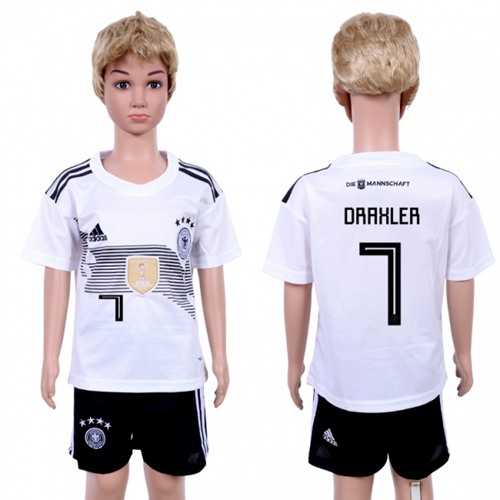 Germany #7 Draxler Home Kid Soccer Country Jersey