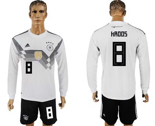 Germany #8 Kroos White Home Long Sleeves Soccer Country Jersey