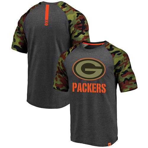 Green Bay Packers Pro Line by Fanatics Branded College Heathered Gray Camo T-Shirt