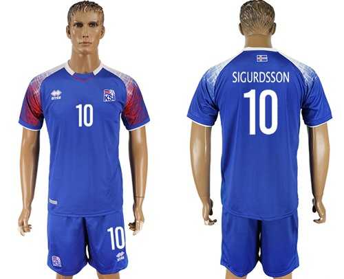 Iceland #10 Sigurdsson Home Soccer Country Jersey
