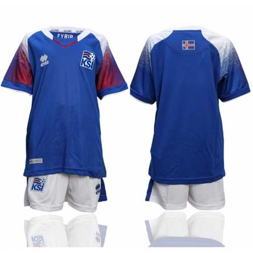 Iceland Blank Home Kid Soccer Country Jersey