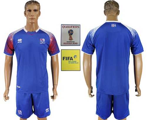 Iceland Blank Home Soccer Country Jersey
