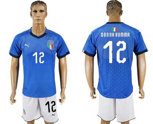 Italy #12 Donna Rumma Home Soccer Country Jersey