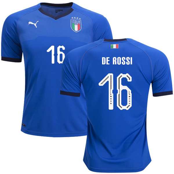 Italy #16 De Rossi Home Soccer Country Jersey