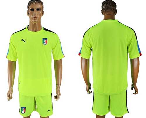 Italy Blank Shiny Green Goalkeeper Soccer Country Jersey
