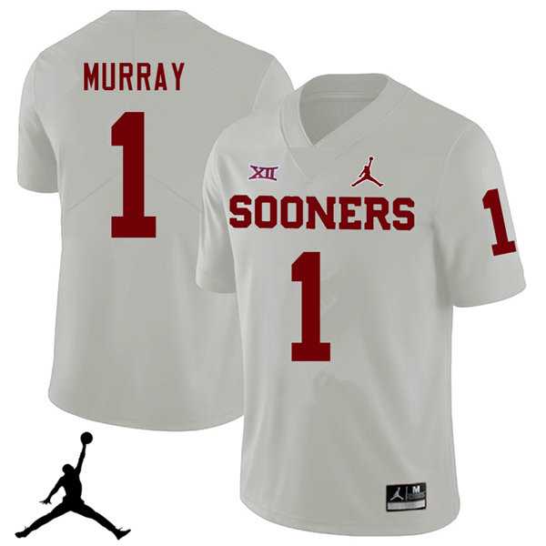 Jordan Brand Men's Oklahoma Sooners #1 Kyler Murray 2018 College Football Jerseys NCAA White