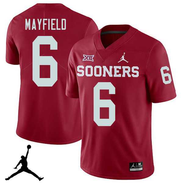 Jordan Brand Men's Oklahoma Sooners #6 Baker Mayfield 2018 College Football Jerseys NCAA Red