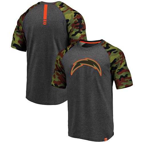 Los Angeles Chargers Pro Line by Fanatics Branded College Heathered Gray Camo T-Shirt
