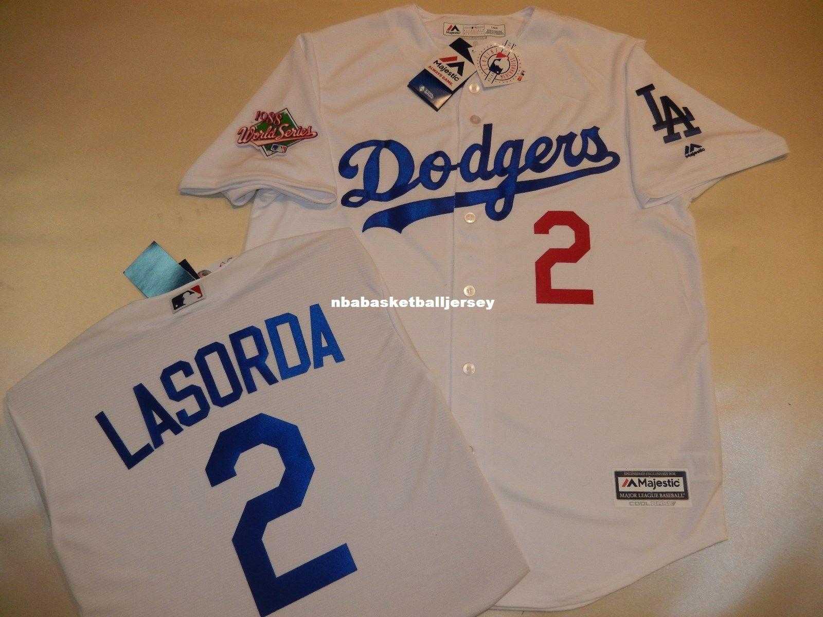 Los Angeles Dodgers #2 Tommy Lasorda 1988 World Serious Baseball Men's stitched Majestic jerseys