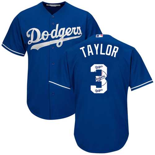 Los Angeles Dodgers #3 Chris Taylor Blue Team Logo Fashion Stitched MLB