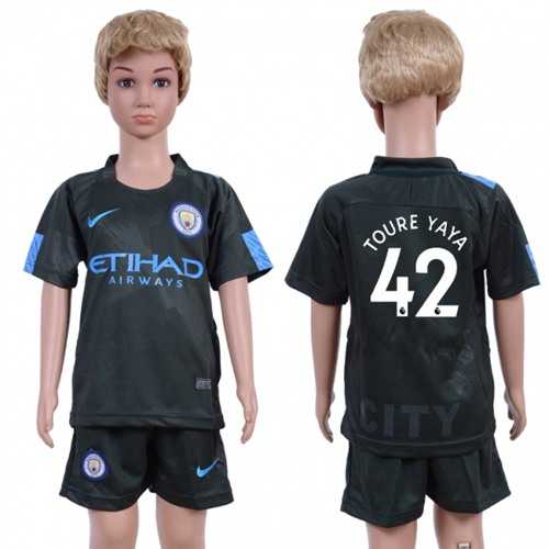 Manchester City #42 Toure YAYA Sec Away Kid Soccer Club Jersey