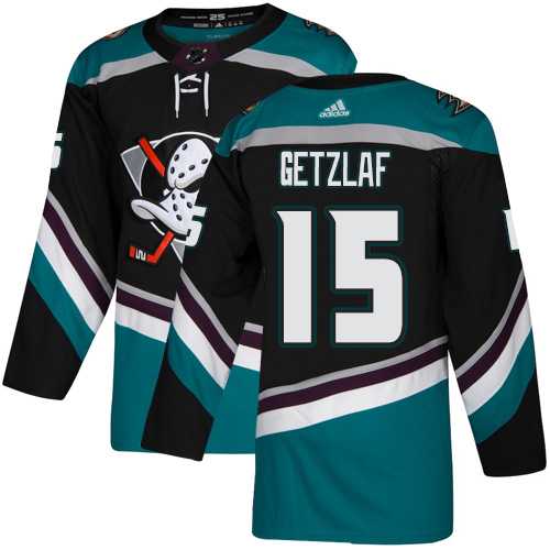 Men's Adidas Anaheim Ducks #15 Ryan Getzlaf Black Teal Alternate Authentic Stitched NHL Jersey