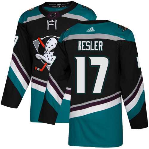 Men's Adidas Anaheim Ducks #17 Ryan Kesler Black Teal Alternate Authentic Stitched NHL Jersey