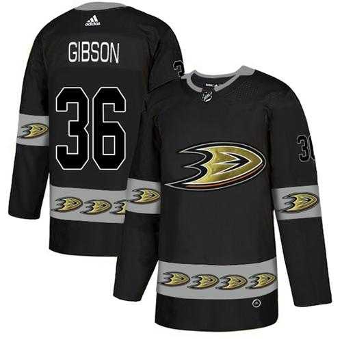 Men's Adidas Anaheim Ducks #36 John Gibson Black Authentic Team Logo Fashion Stitched NHL Jersey