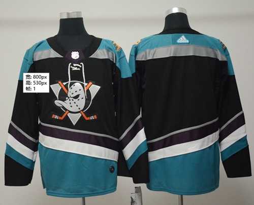 Men's Adidas Anaheim Ducks Blank Black Teal Alternate Authentic Stitched NHL Jersey