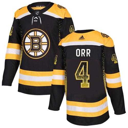 Men's Adidas Boston Bruins #4 Bobby Orr Black Home Authentic Drift Fashion Stitched NHL Jersey