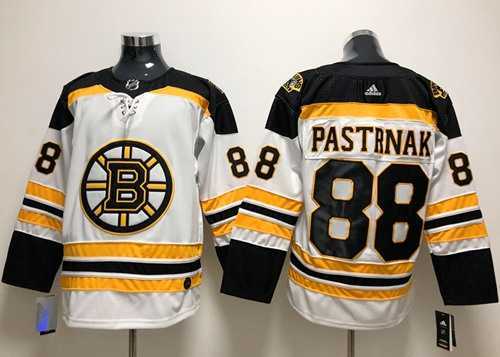 Men's Adidas Boston Bruins #88 David Pastrnak White Road Authentic Stitched NHL