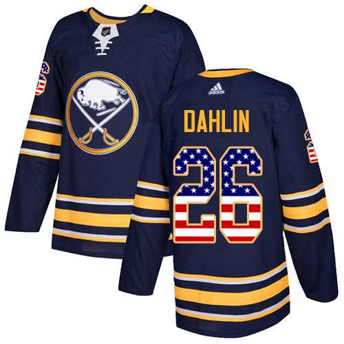 Men's Adidas Buffalo Sabres #26 Rasmus Dahlin Navy Blue Home Authentic USA Flag Stitched NHL Jersey