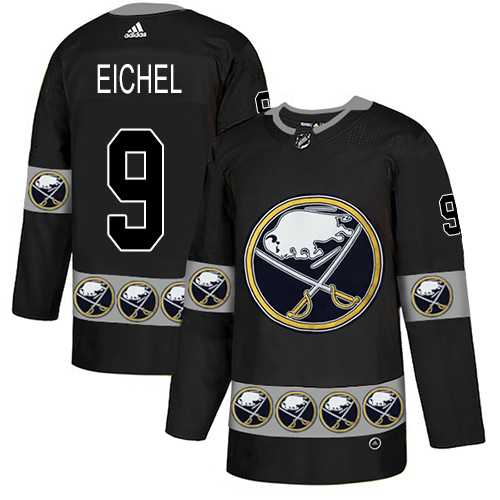 Men's Adidas Buffalo Sabres #9 Jack Eichel Black Authentic Team Logo Fashion Stitched NHL Jersey