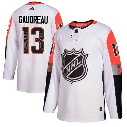 Men's Adidas Calgary Flames #13 Johnny Gaudreau White 2018 All-Star Pacific Division Authentic Stitched NHL