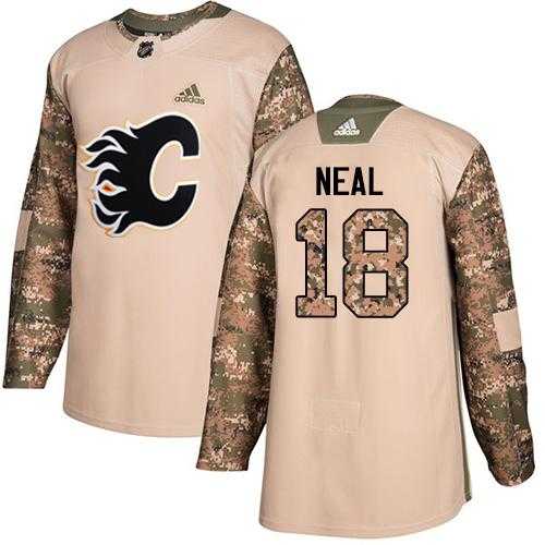 Men's Adidas Calgary Flames #18 James Neal Camo Authentic 2017 Veterans Day Stitched NHL Jersey