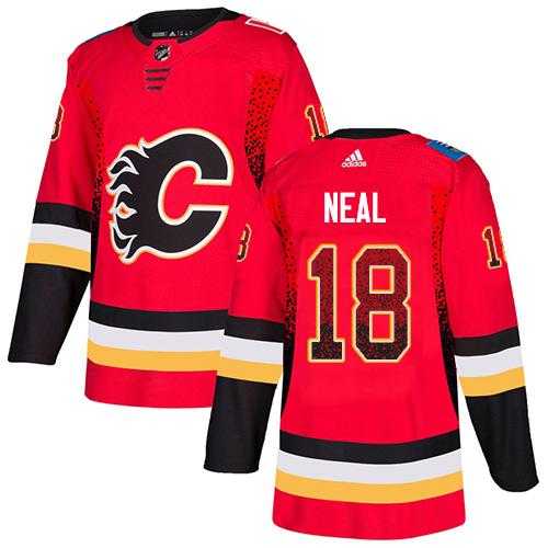 Men's Adidas Calgary Flames #18 James Neal Red Home Authentic Drift Fashion Stitched NHL Jersey