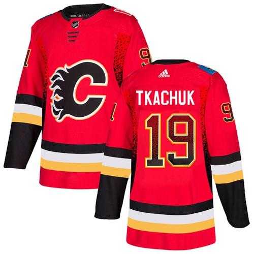 Men's Adidas Calgary Flames #19 Matthew Tkachuk Red Home Authentic Drift Fashion Stitched NHL Jersey