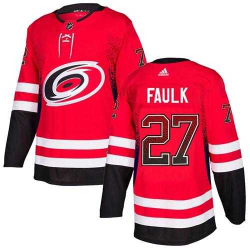 Men's Adidas Carolina Hurricanes #27 Justin Faulk Red Home Authentic Drift Fashion Stitched NHL Jersey
