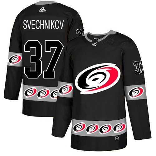 Men's Adidas Carolina Hurricanes #37 Andrei Svechnikov Black Authentic Team Logo Fashion Stitched NHL Jersey