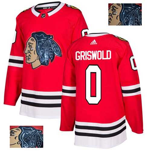 Men's Adidas Chicago Blackhawks #00 Clark Griswold Red Home Authentic Fashion Gold Stitched NHL