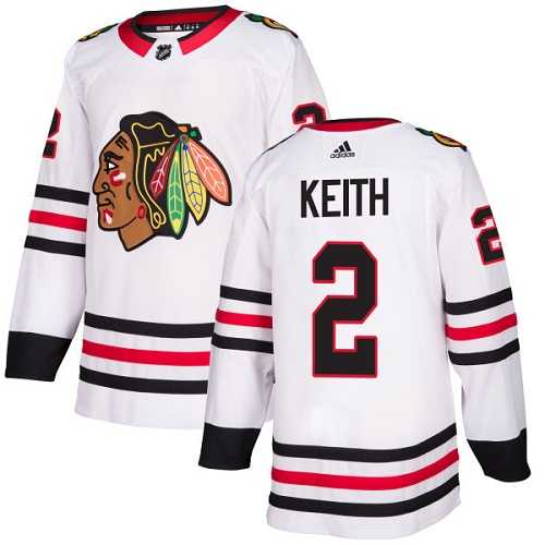 Men's Adidas Chicago Blackhawks #2 Duncan Keith White Road Authentic Stitched NHL