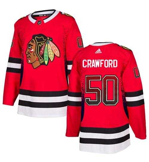 Men's Adidas Chicago Blackhawks #50 Corey Crawford Red Home Authentic Drift Fashion Stitched NHL Jersey