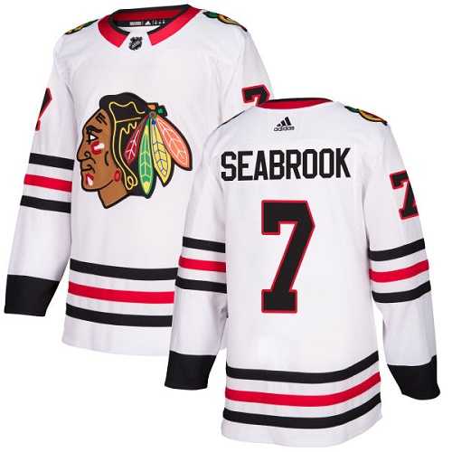 Men's Adidas Chicago Blackhawks #7 Brent Seabrook White Road Authentic Stitched NHL