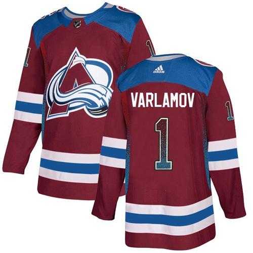 Men's Adidas Colorado Avalanche #1 Semyon Varlamov Burgundy Home Authentic Drift Fashion Stitched NHL Jersey