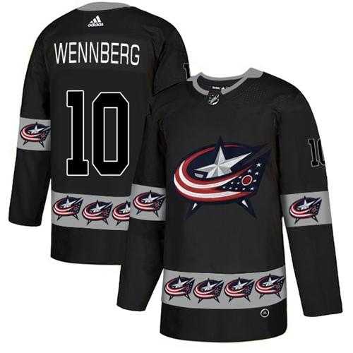 Men's Adidas Columbus Blue Jackets #10 Alexander Wennberg Black Authentic Team Logo Fashion Stitched NHL Jersey