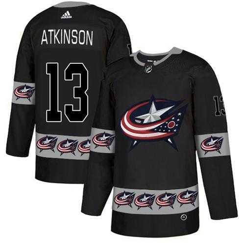 Men's Adidas Columbus Blue Jackets #13 Cam Atkinson Black Authentic Team Logo Fashion Stitched NHL Jersey
