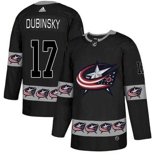 Men's Adidas Columbus Blue Jackets #17 Brandon Dubinsky Black Authentic Team Logo Fashion Stitched NHL Jersey